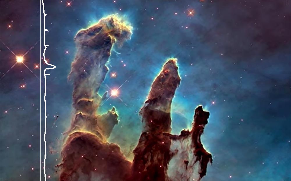 The Pillars or Creation Nebula, also called The Eagle Nebula, showing the sound that it generates. Image: NASA.